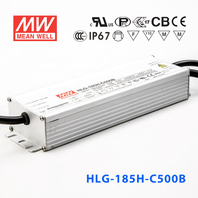 Mean Well HLG-185H-C500AB Power Supply 200W 500mA - Adjustable and Dimmable