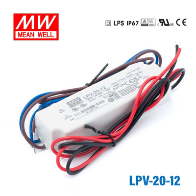 Mean Well LPV-20-12 LED Driver — 20W 12V 1.67A IP67 Waterproof