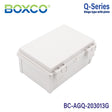 Boxco Q-Series 200x300x130mm Plastic Enclosure, IP67, IK08, ABS, Grey Cover, Hinge Type with Plate