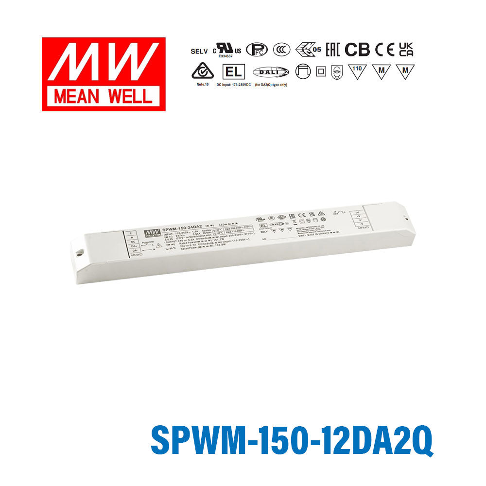 MEAN WELL SPWM-150-12DA2Q 150W 12V CV LED Driver 12.5A