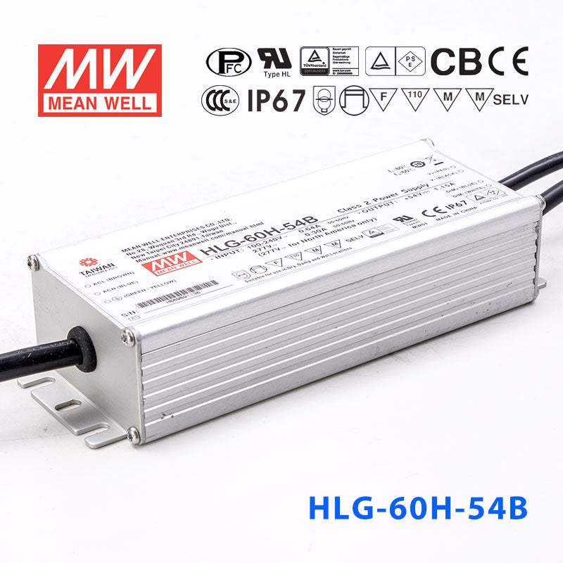 Mean Well HLG-60H-54AB Power Supply 60W 54V - Adjustable and Dimmable 1.15A