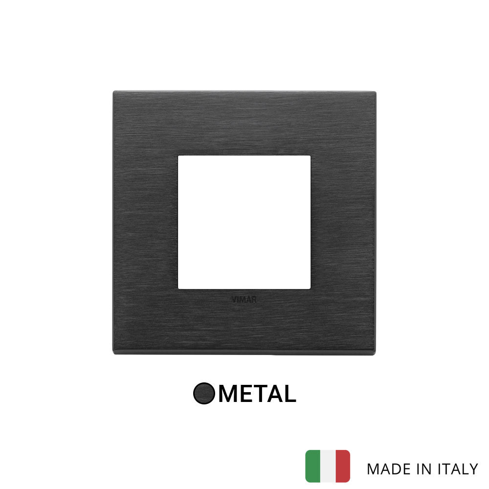 Vimar Eikon Plate 2M Metal Brushed Black - Square