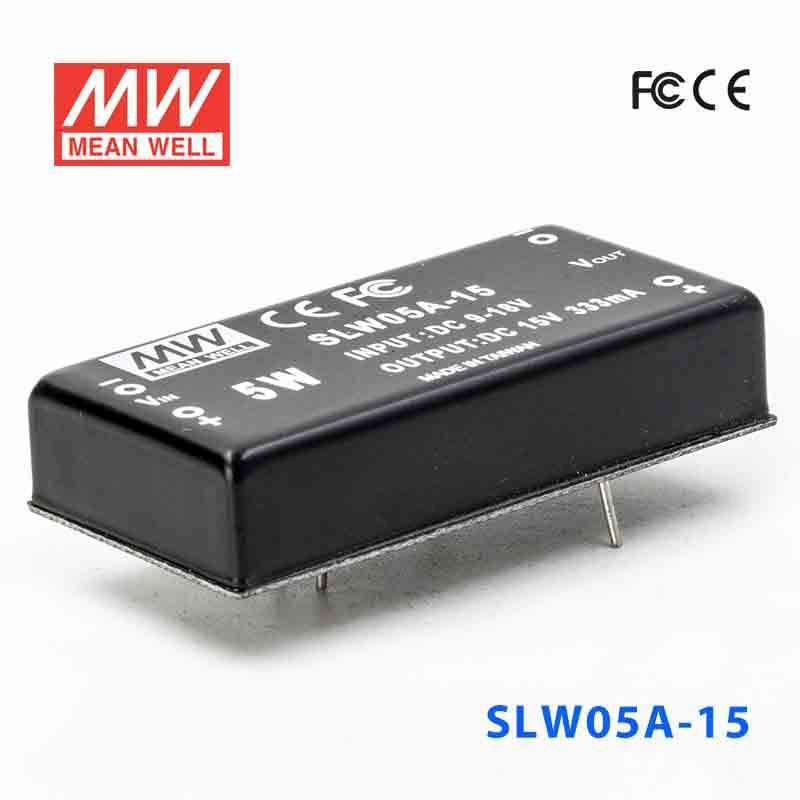 Mean Well SLW05A-15 DC-DC Converter - 5W - 9~18V in 15V out 333mA