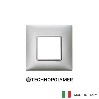 Vimar Plana Plate 2M BS Technopolymer Metallized Silver