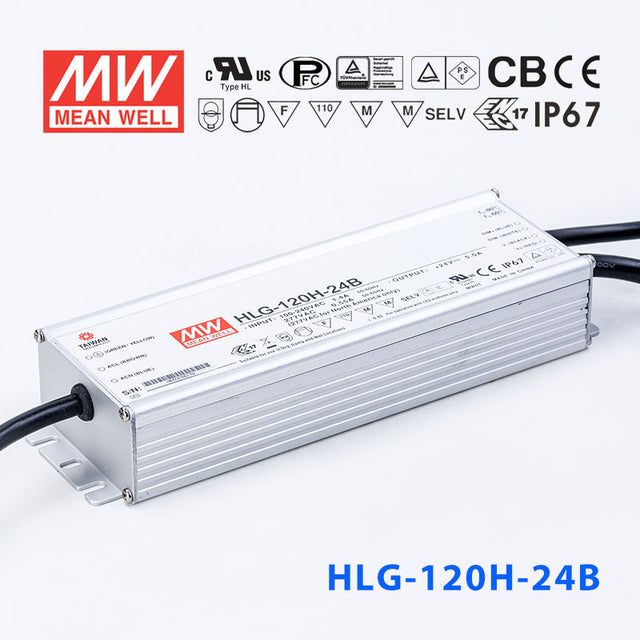 Mean Well HLG-120H-24AB Power Supply 120W 24V - Adjustable and Dimmable