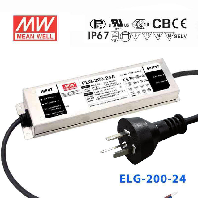 Mean Well S-ELG-200-24 Power Supply 200W 24V with AU/NZ plug