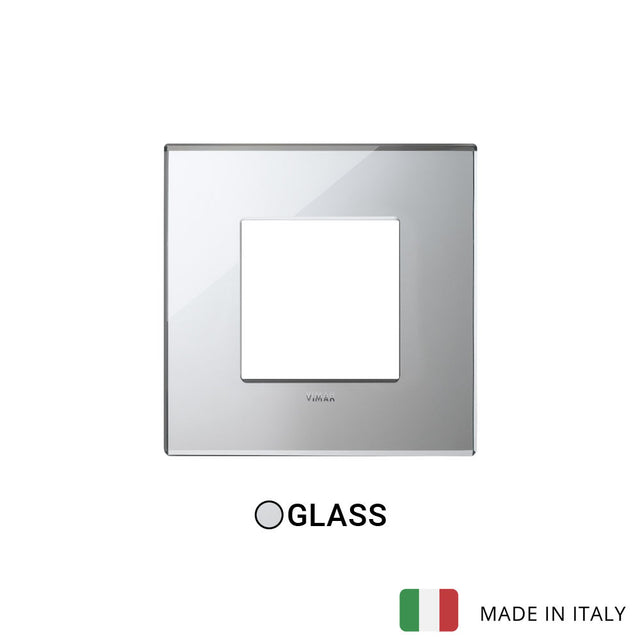 Vimar Eikon Plate 2M Mirror Glass Ice Silver - Square