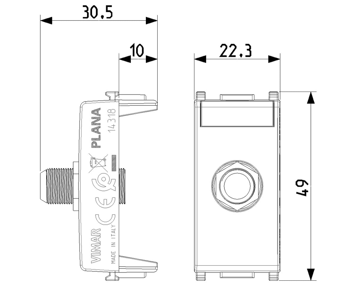 Plana F Type Female Socket Connector White - PHOTO 3