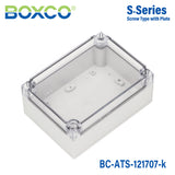 Boxco S-Series 125×175×75mm Plastic Enclosure, IP67, IK08, ABS, Transparent Cover, Screw Type