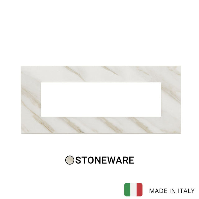 Vimar Eikon Exe Plate 7M Marbl Stoneware White Calacatta