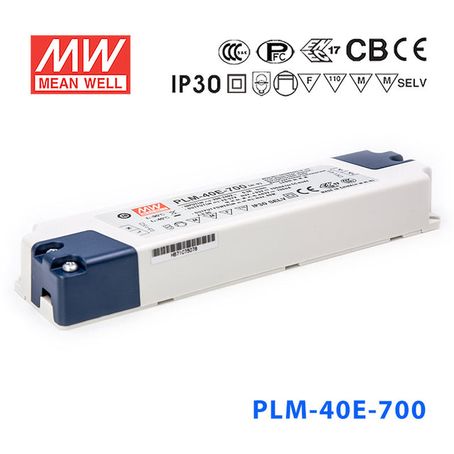 Mean Well PLM-40E-1750, 1750mA Constant Current with PFC - Terminal Block