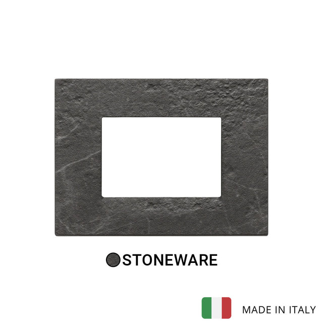 Vimar Eikon Plate 3M Marbl.Stoneware Black Marquina