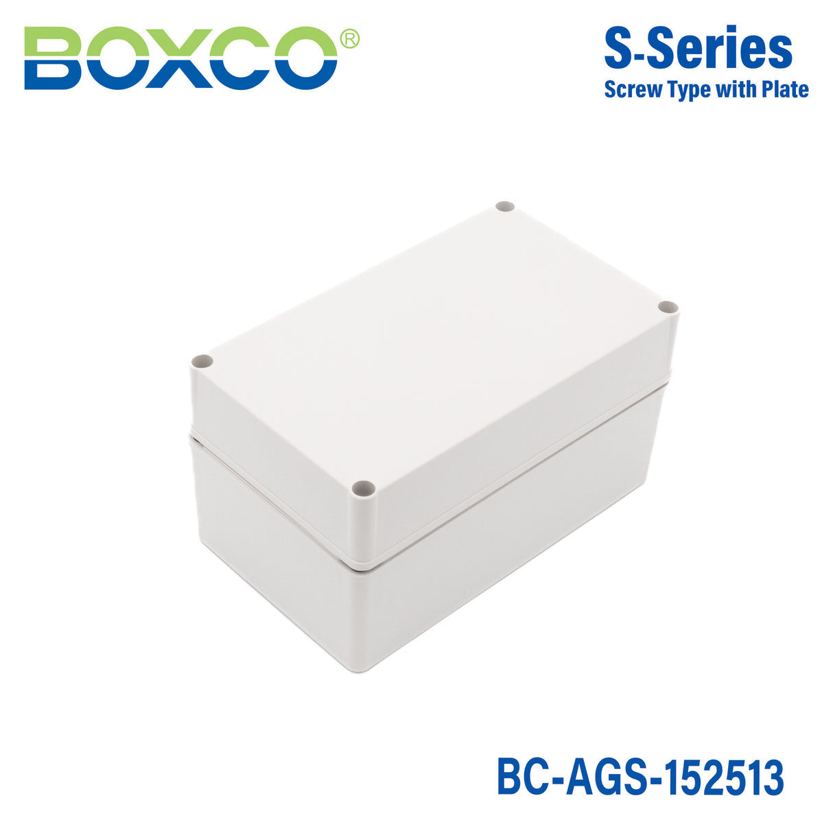 Boxco S-Series 150x250x130mm Plastic Enclosure, IP67, IK08, ABS, Grey Cover, Screw Type