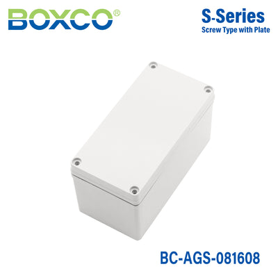 Boxco S-Series 80x160x85mm Plastic Enclosure, IP67, IK08, ABS, Grey Cover, Screw Type