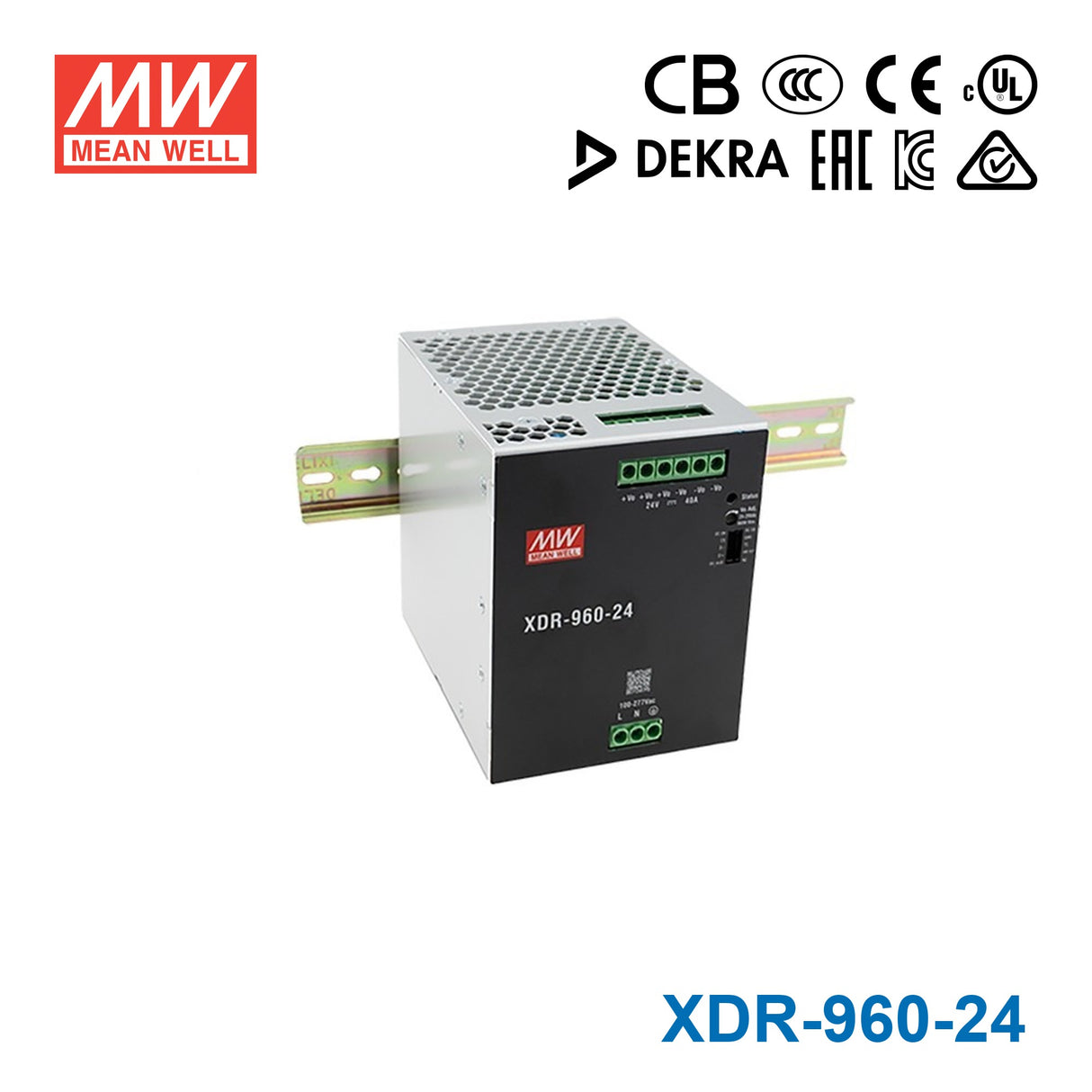 Mean Well XDR-960-24 High-End Ultra Slim Industrial Din Rail Power Supply 960W 24V 40A
