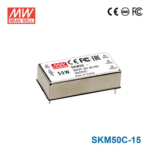 Mean Well SKM50C-15 DC-DC Converter - 50W - 36~75V in 15V out