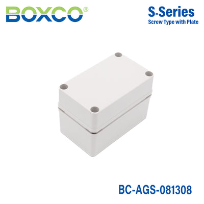 Boxco S-Series 80x130x85mm Plastic Enclosure, IP67, IK08, ABS, Grey Cover, Screw Type