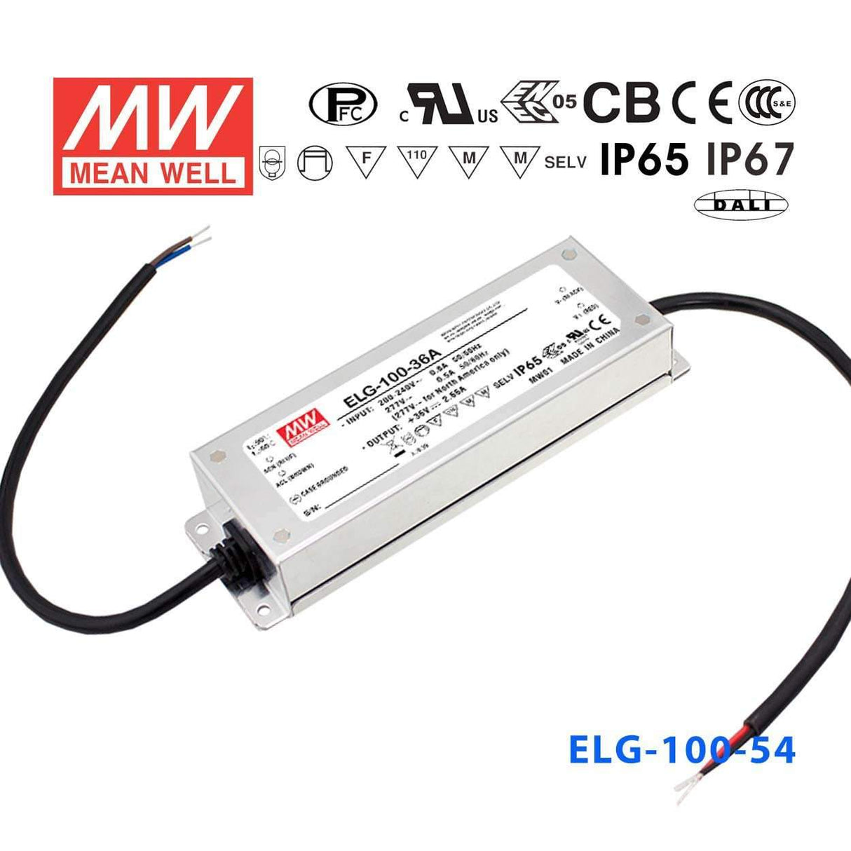 Mean Well ELG-100-54D2 AC-DC Single output LED Driver Mix Mode (CV+CC) with PFC