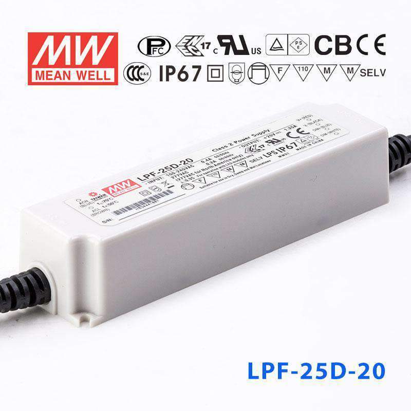 Mean Well LPF-25D-20 Power Supply 25W 20V - Dimmable 1.25A