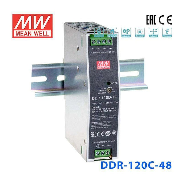 Mean Well DDR-120C-48 DC-DC Converter - 120W - 33.6~67.2V in 48V out 2.5A