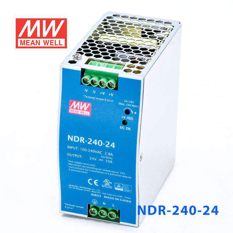 Mean Well NDR-240-24 Single Output Industrial Power Supply 240W 24V - DIN Rail - PHOTO 1