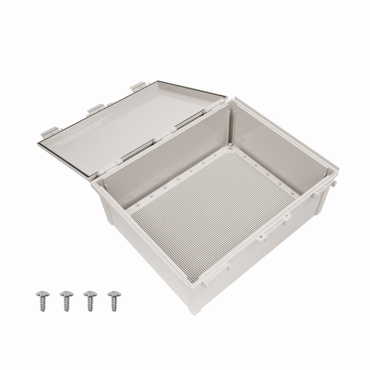 Boxco Q-Series 400x500x200mm Plastic Enclosure, IP67, IK08, ABS, Grey Cover, Hinge Type with Plate - PHOTO 3