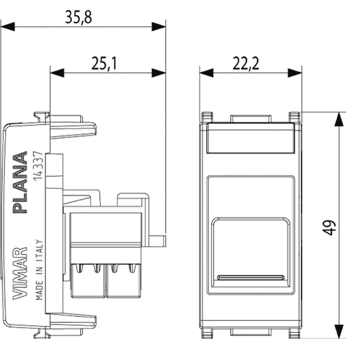 Plana RJ45 Cat6 Netsafe UTP Outlet With Cover White - PHOTO 3