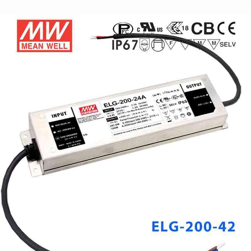 Mean Well ELG-200-42AB Power Supply 200W 42V - Adjustable and Dimmable