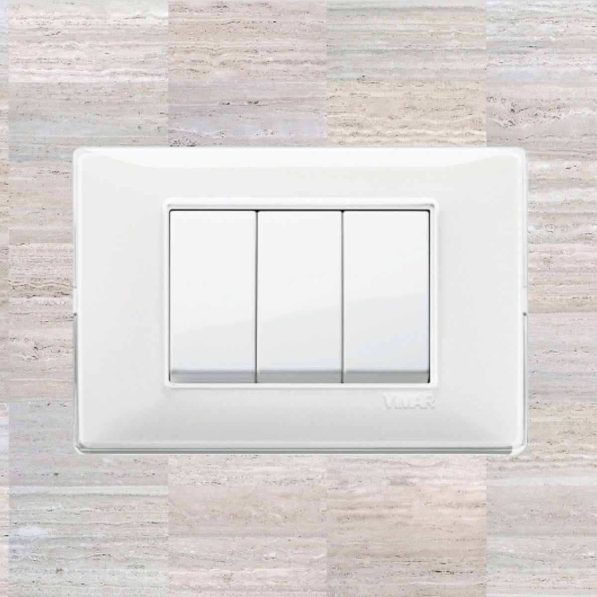 Vimar Plana Plastic 3 Gang Switch - Reflex Snow - 16A - PHOTO 4