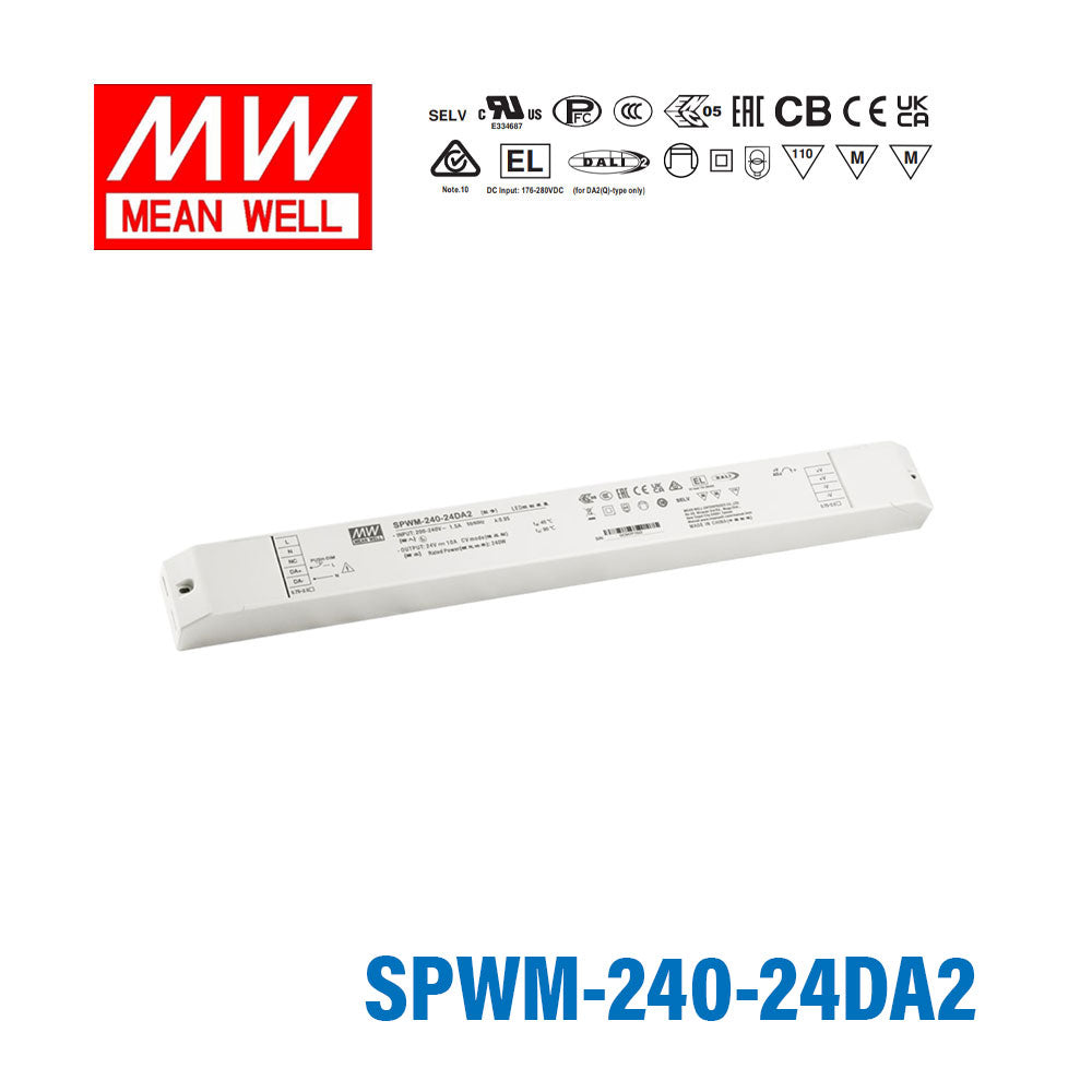 MEAN WELL SPWM-240-24DA2 240W 24V CV LED Driver 10A