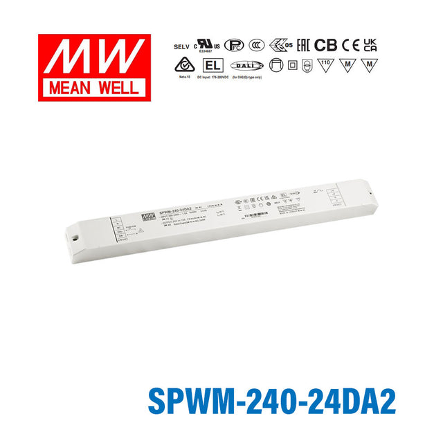 MEAN WELL SPWM-240-24DA2 240W 24V CV LED Driver 10A