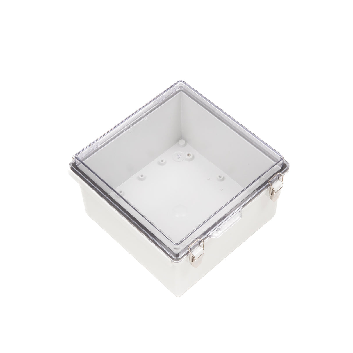 Boxco P-Series 210x210x130mm Plastic Enclosure, IP67, IK08, PC, Transparent Cover, Molded Hinge and Latch Type - PHOTO 1