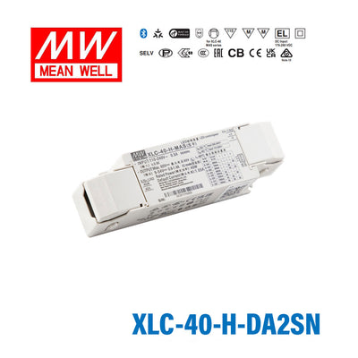 Mean Well XLC-40-H-DA2SN LED Driver 40W 1050mA 9~54V Constant Power, DALI2 + Push Dimming with Strain-relief, NFC Current Setting