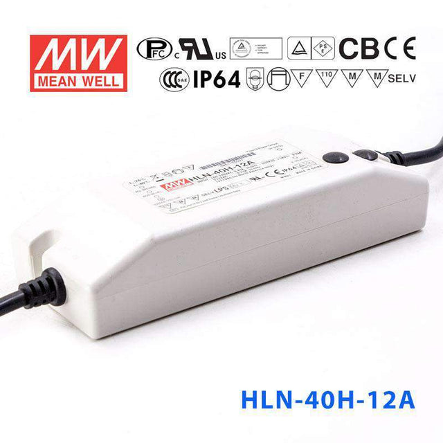 Mean Well HLN-40H-12A Power Supply 40W 12V - IP64, Adjustable 3.33A