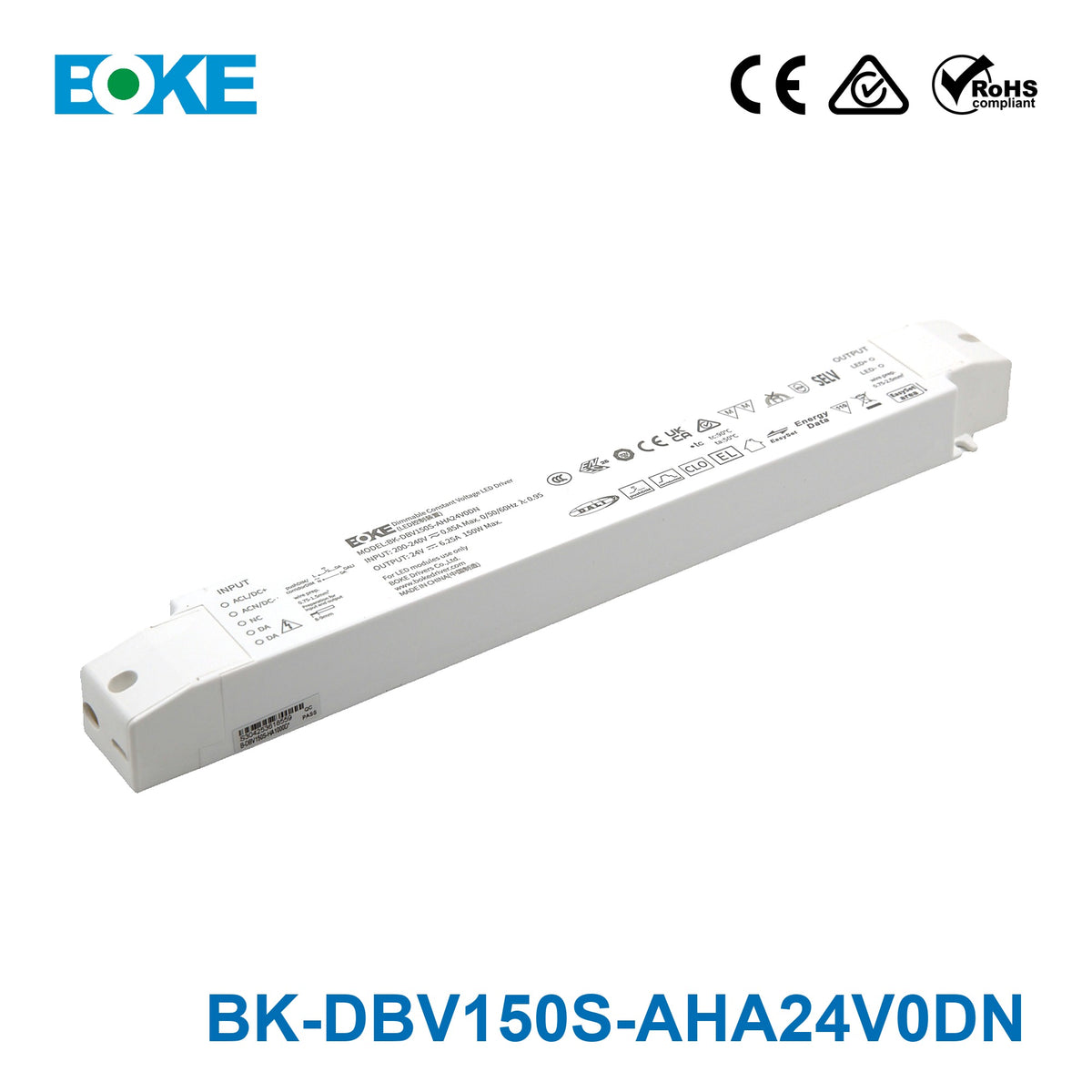 BOKE BK-DBV150S-AHA24V0DN 150W 24V DALI-2 LED Driver 6.25A