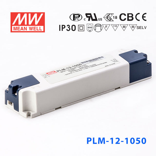 Mean Well PLM-12E-1050, 1050mA Constant Current with PFC - Terminal Block