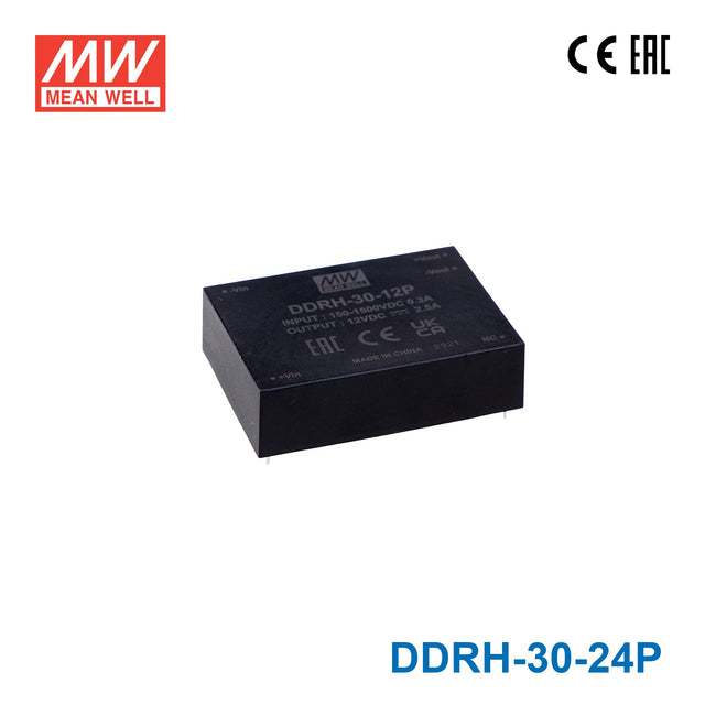 Mean Well DDRH-30-24P Ultra Wide Input DC-DC Converter, 30W 24V, PCB Mounting Type 1.25A