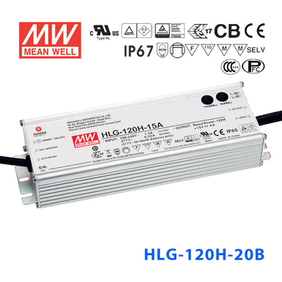 Mean Well HLG-120H-20AB Power Supply 120W 20V - Adjustable and Dimmable 6A