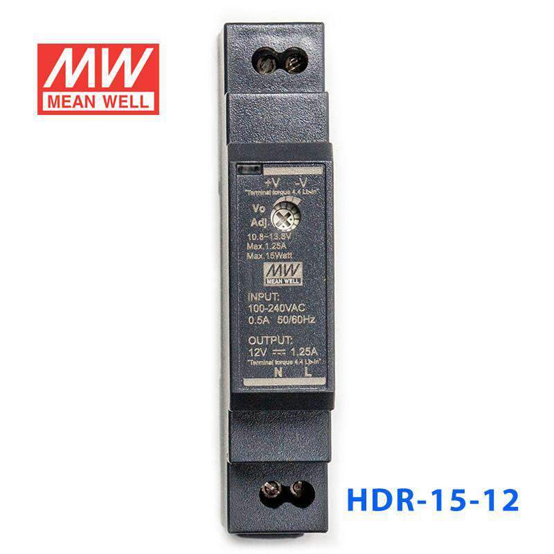 Mean Well HDR-15-12 Ultra Slim Step Shape Power Supply 15W 12V - DIN Rail - PHOTO 1