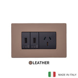 Vimar Eikon Leather 2 USB, 1 Socket - Leather Savannah - 15A