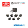Mean Well NGE18I05-P1J AC-DC Wall-mounted Green Adaptor - Interchangeable Plug - 18W 5V 3A