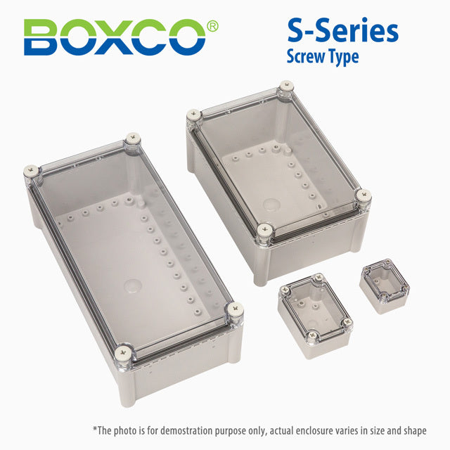 Boxco S-Series 380x560x180mm Plastic Enclosure, IP67, IK08, ABS, Transparent Cover, Screw Type