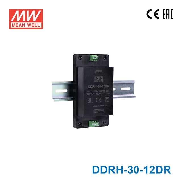 Mean Well DDRH-30-12DR Ultra Wide Input DC-DC Converter, 30W 12V, Din Rail Type 2.5A