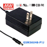 Mean Well GSM36U48-P1J Power Supply 36W 48V 750mA
