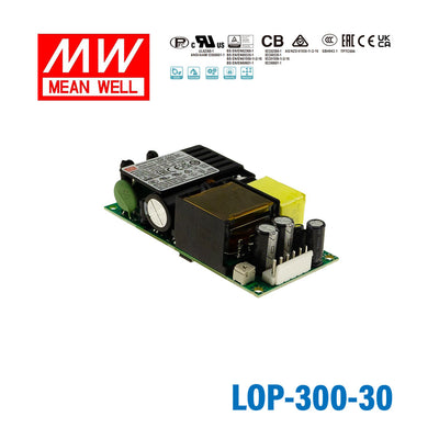 Mean Well LOP-300-30 300W 4"×2" Low Profile Open Frame Power Supply 27V 6A