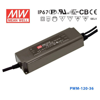 Mean Well PWM-120-36 Power Supply 120W 36V - Dimmable 3.4A