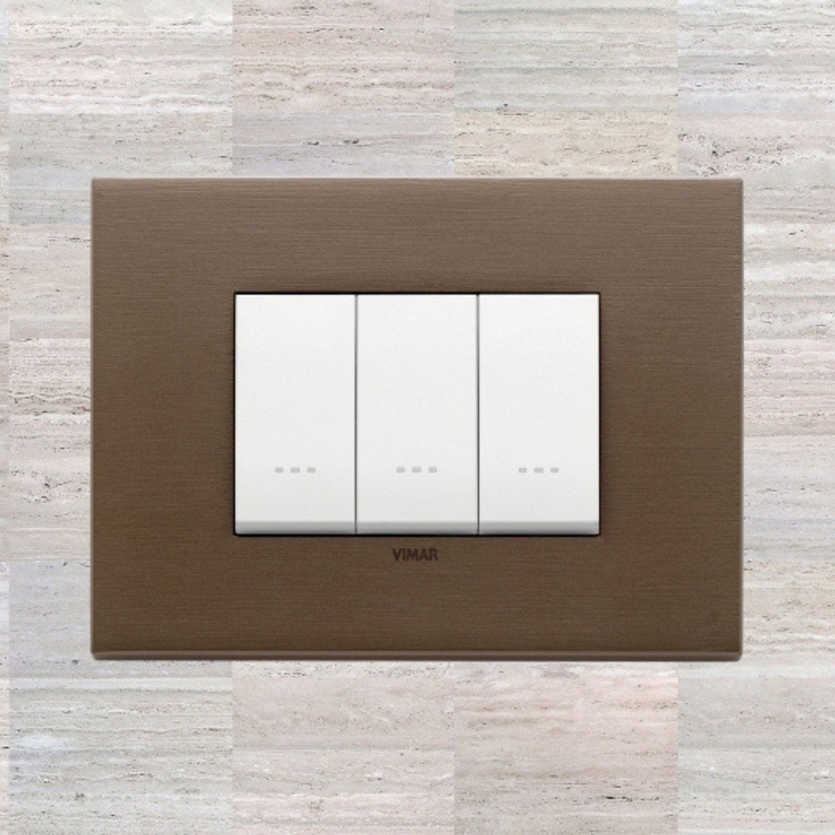 Vimar Eikon Metal 3 Gang Switch - Dark Bronze - 16A - PHOTO 1