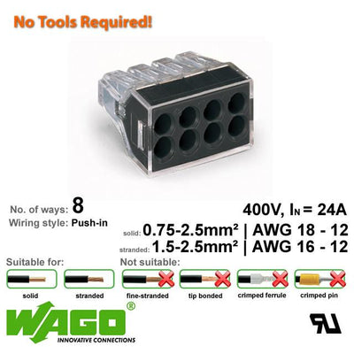 Wago 773-108 Push Wire Connector - 8 Way