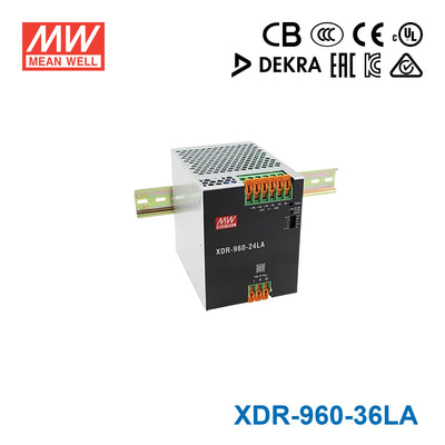 Mean Well XDR-960-36LA High-End Ultra Slim Industrial Din Rail Power Supply 957.6W 36V with Lever Actuated Connector 26.6A