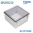 Boxco P-Series 150x150x90mm Plastic Enclosure, IP67, IK08, PC, Transparent Cover, Molded Hinge and Latch Type